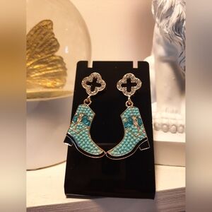 Turquoise Boot Western Earrings